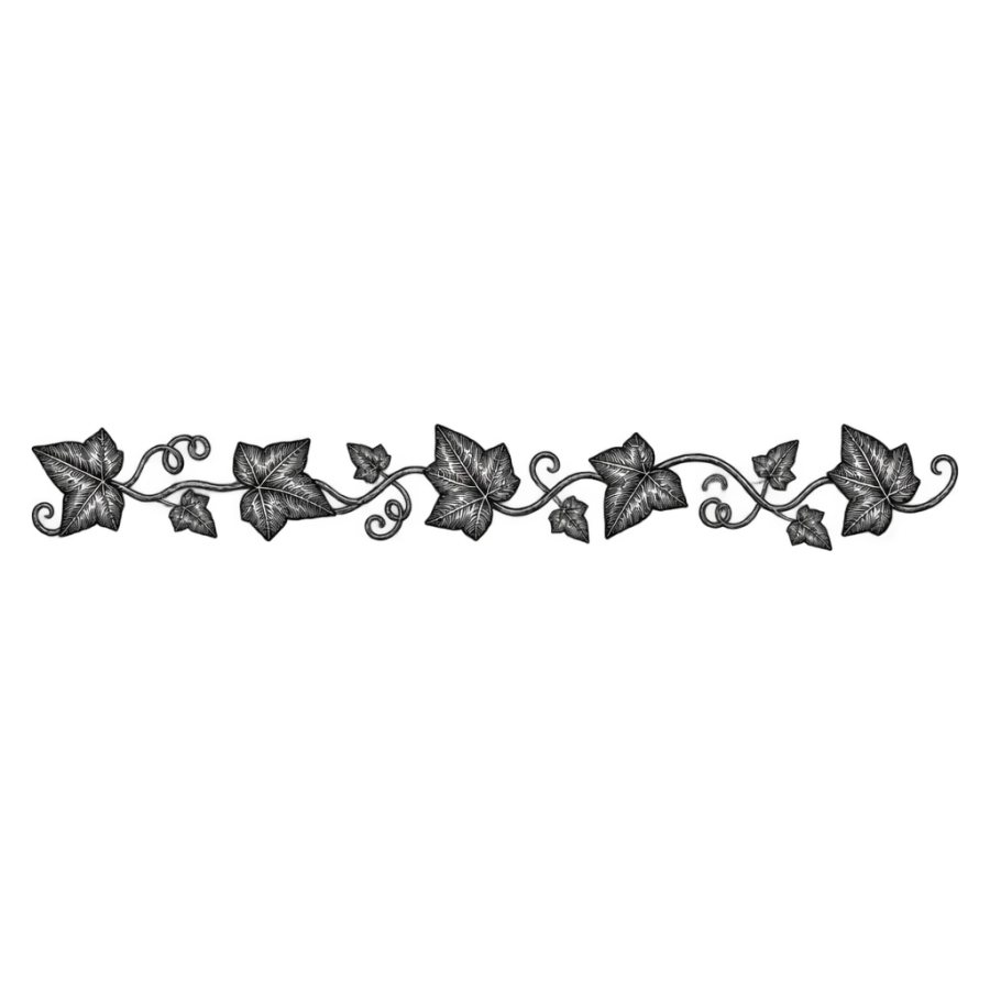 Engraved ivy leaf ankle band tattoo design with fine cross hatching