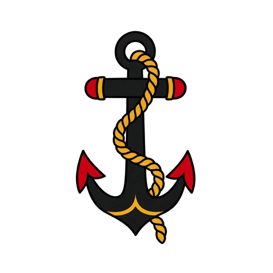 American traditional anchor tattoo sized for behind the ear