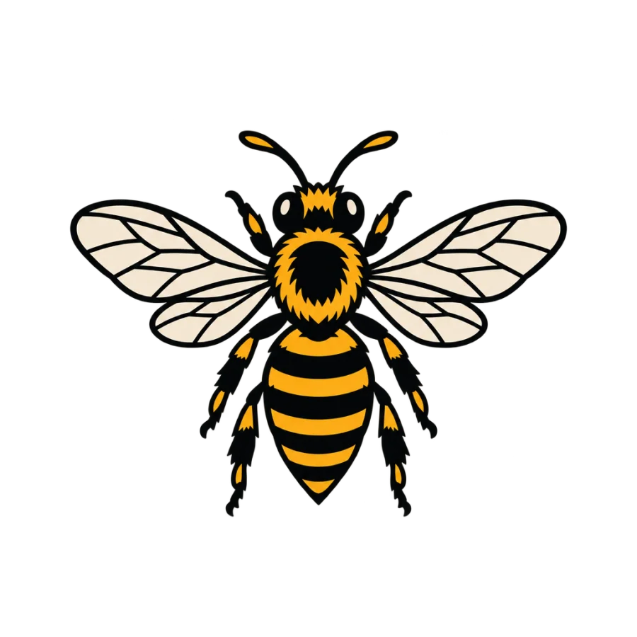 American traditional honey bee tattoo sized for behind the ear
