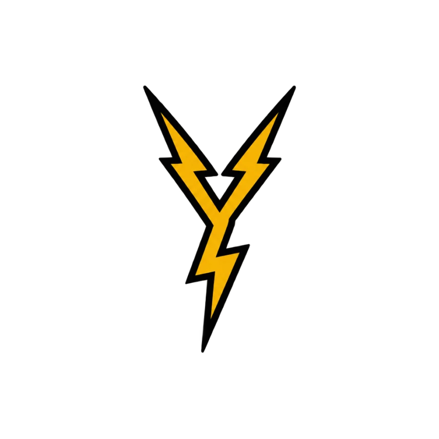 American traditional finger tattoo of a small forked lightning bolt