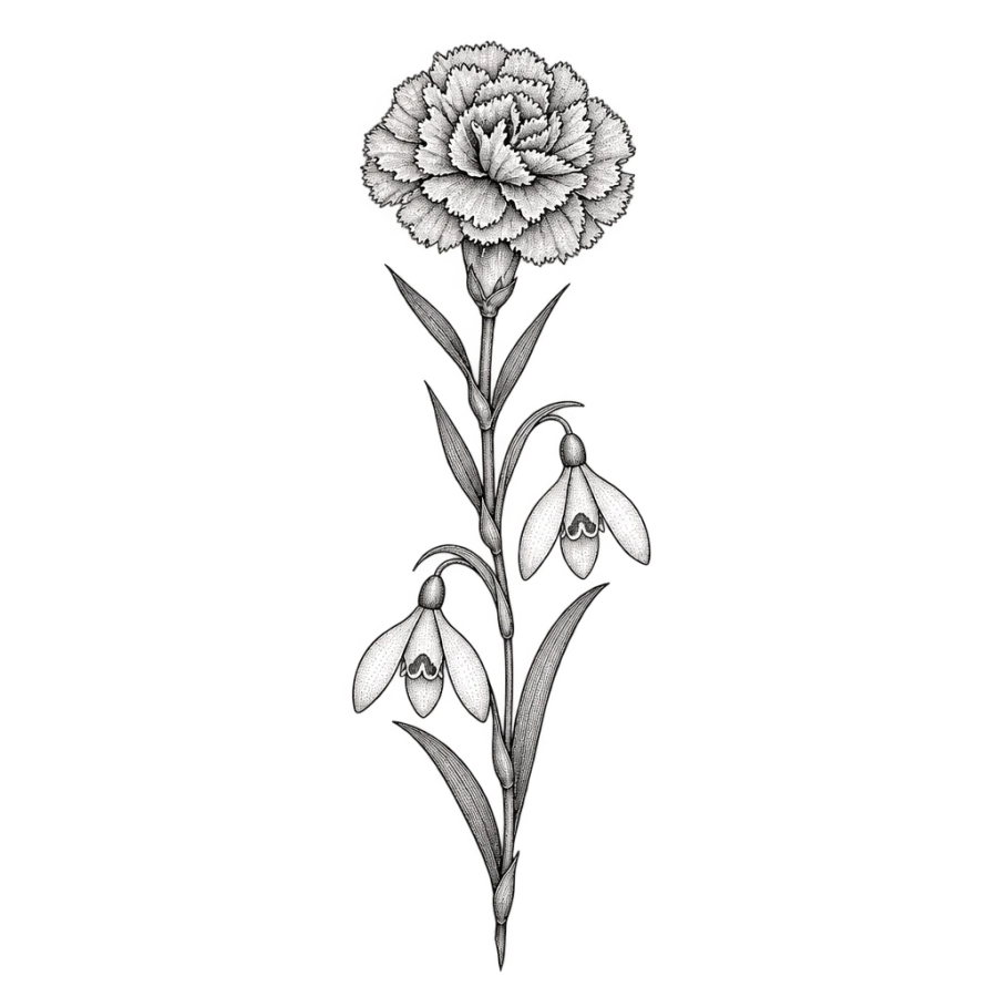 January birth flower tattoo design generated with AI Tattoo Lab