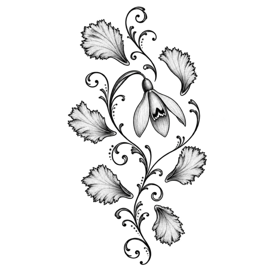 January birth flower tattoo design generated with AI Tattoo Lab