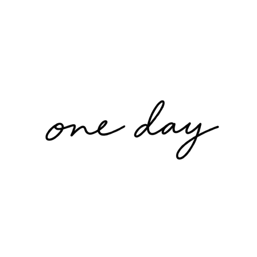 Cursive tattoo lettering of one day in a casual handwritten script