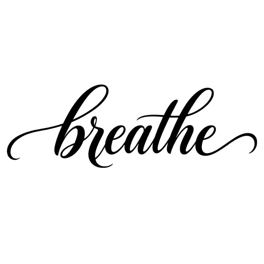 Script tattoo lettering reading breathe with thick to thin stroke contrast