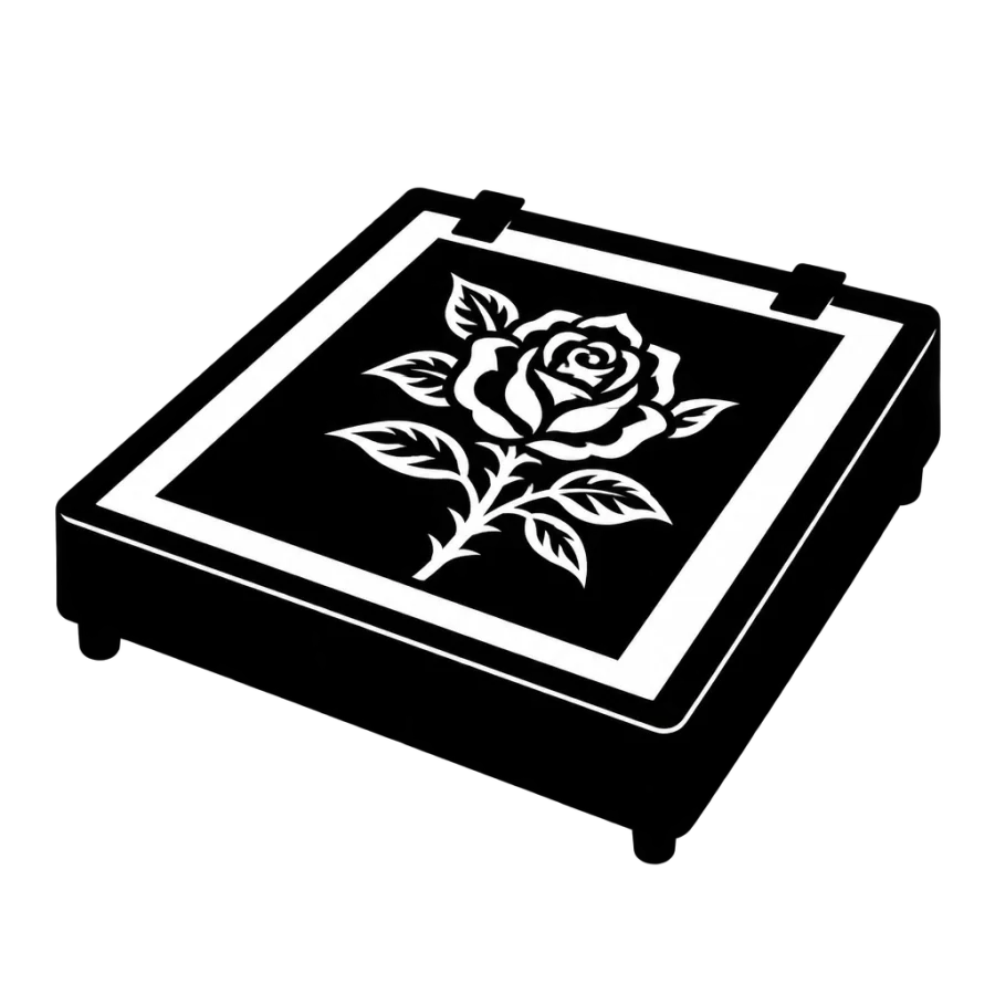 Blackwork light box design with the traced sheet in negative space