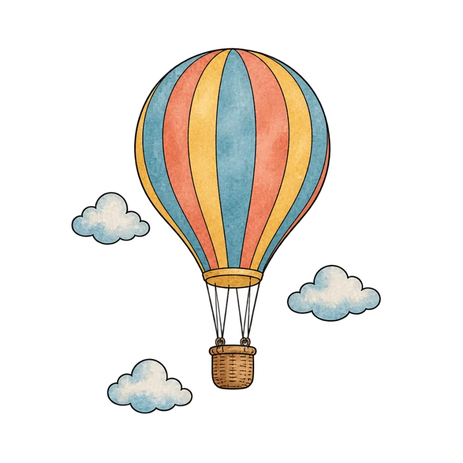 Watercolor hot air balloon tattoo design about rising above low days