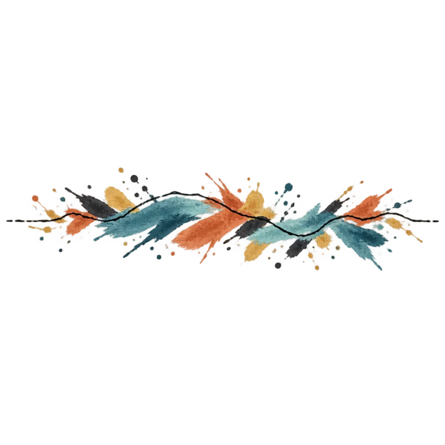 Watercolor armband tattoo design of abstract brush strokes over thin linework