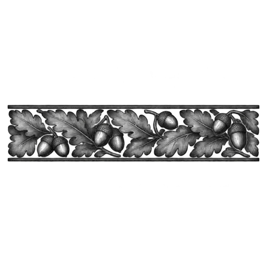 Engraved armband tattoo design of repeating oak leaves and acorns