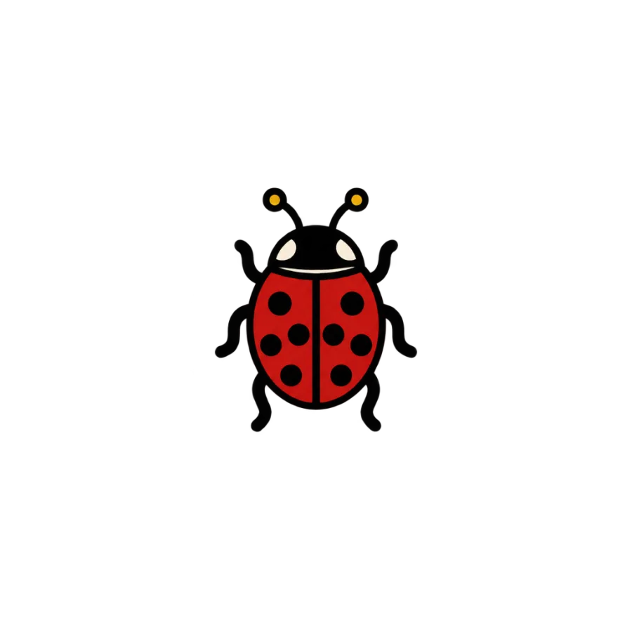American traditional tattoo design of a tiny spotted ladybug for behind the ear