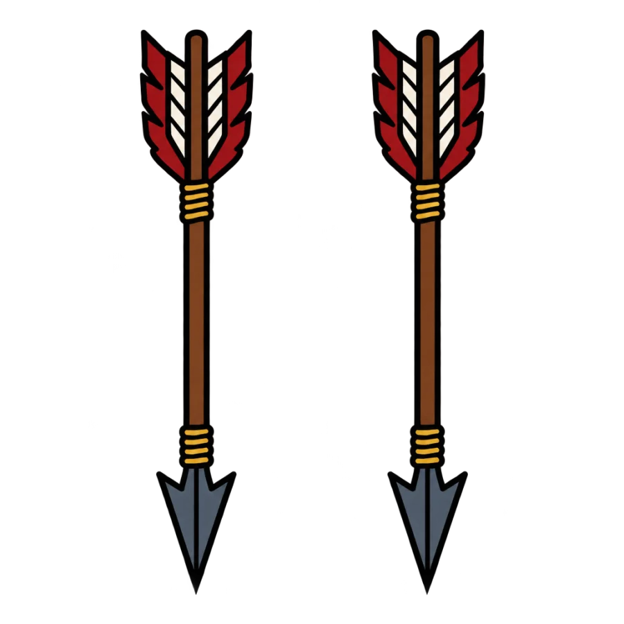 American traditional mirrored arrow tattoos for siblings