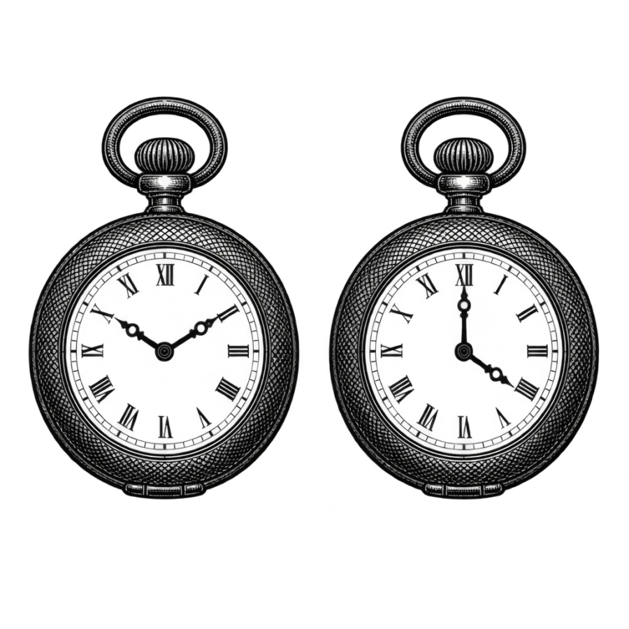 Engraved matching sister tattoo pair of two pocket watches showing different times