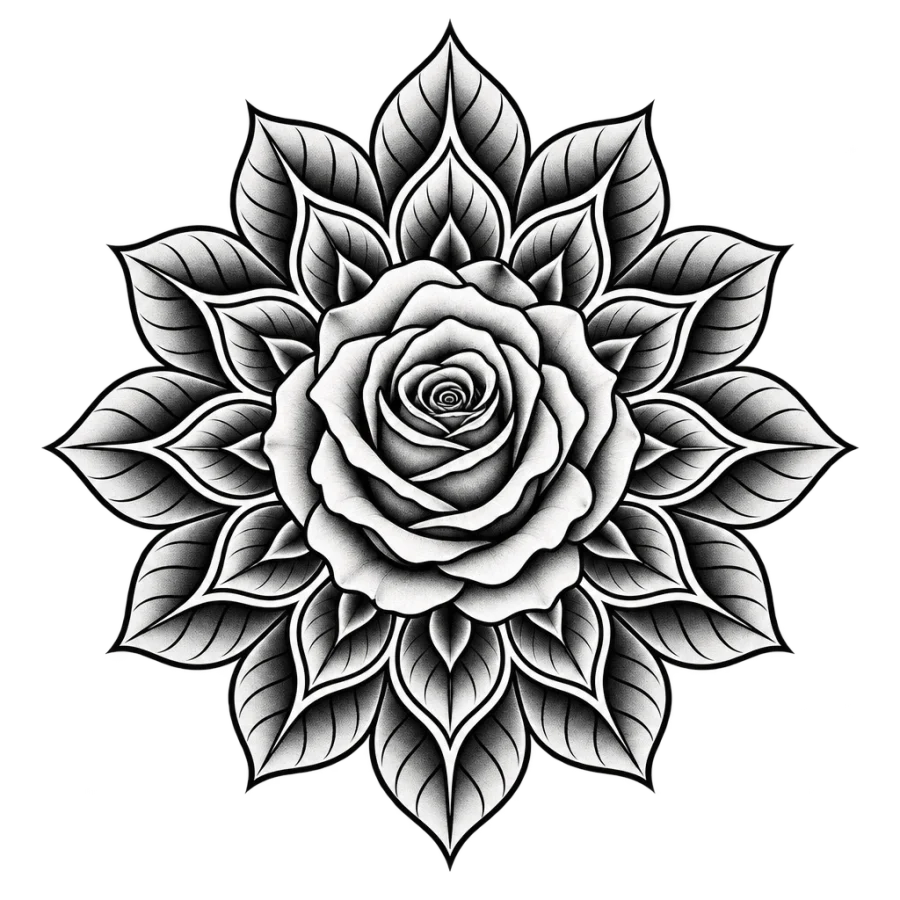 Mandala tattoo design generated with AI Tattoo Lab
