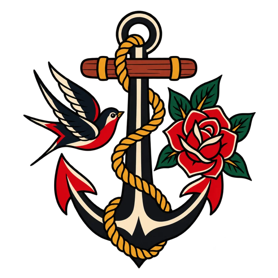 Anchor tattoo design generated with AI Tattoo Lab