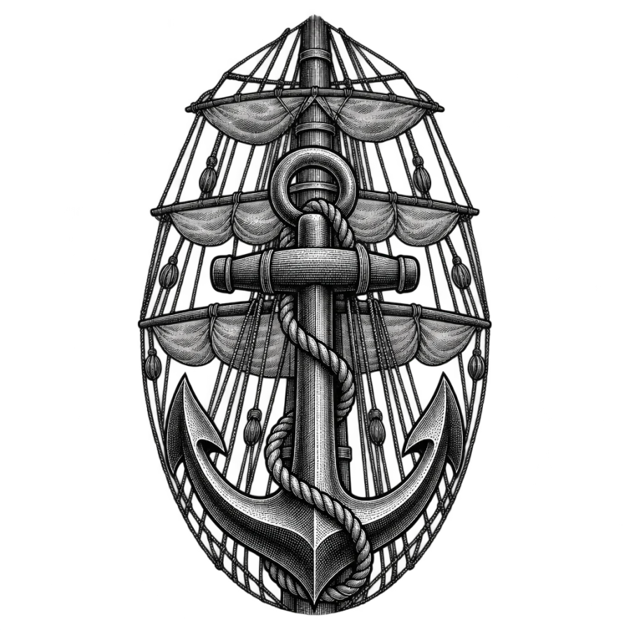 Anchor tattoo design generated with AI Tattoo Lab
