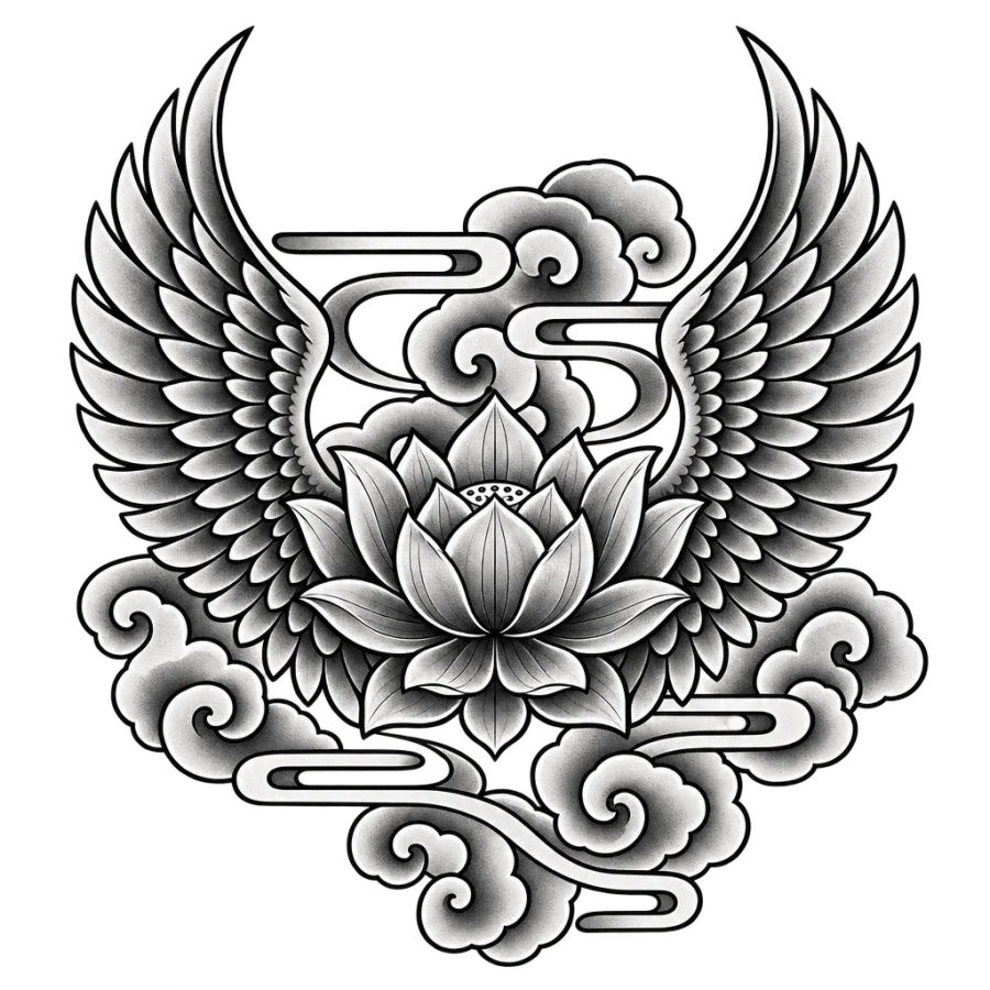 Angel wings tattoo design generated with AI Tattoo Lab