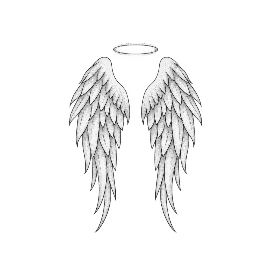 Angel wings tattoo design generated with AI Tattoo Lab