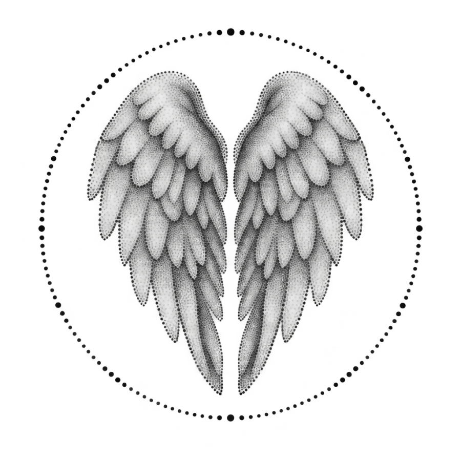 Angel wings tattoo design generated with AI Tattoo Lab