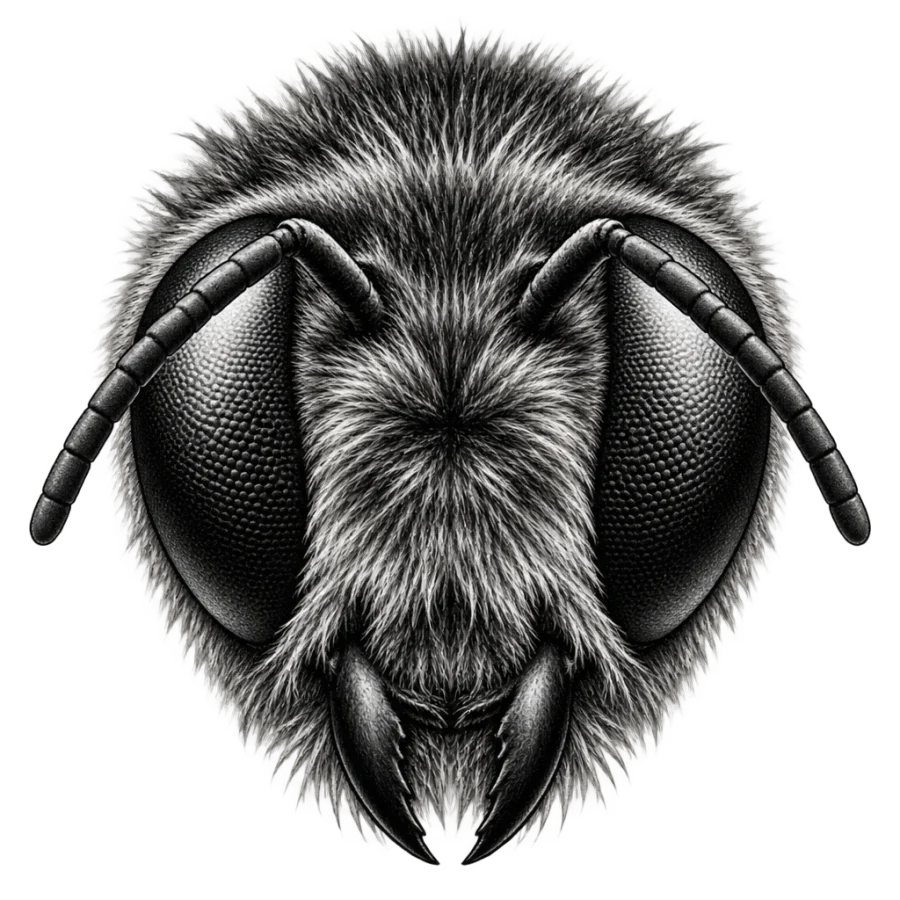 Black and grey realism bee tattoo design close up on the compound eye