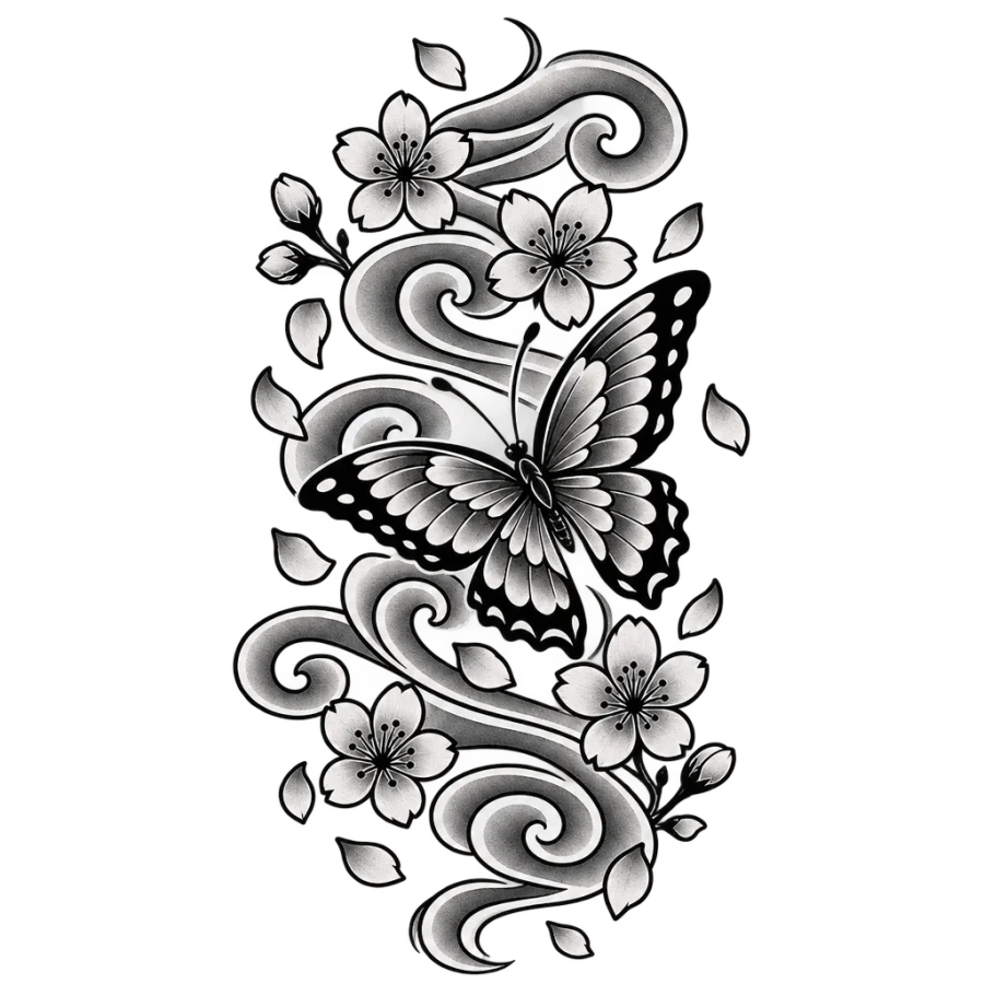Butterfly tattoo design generated with AI Tattoo Lab