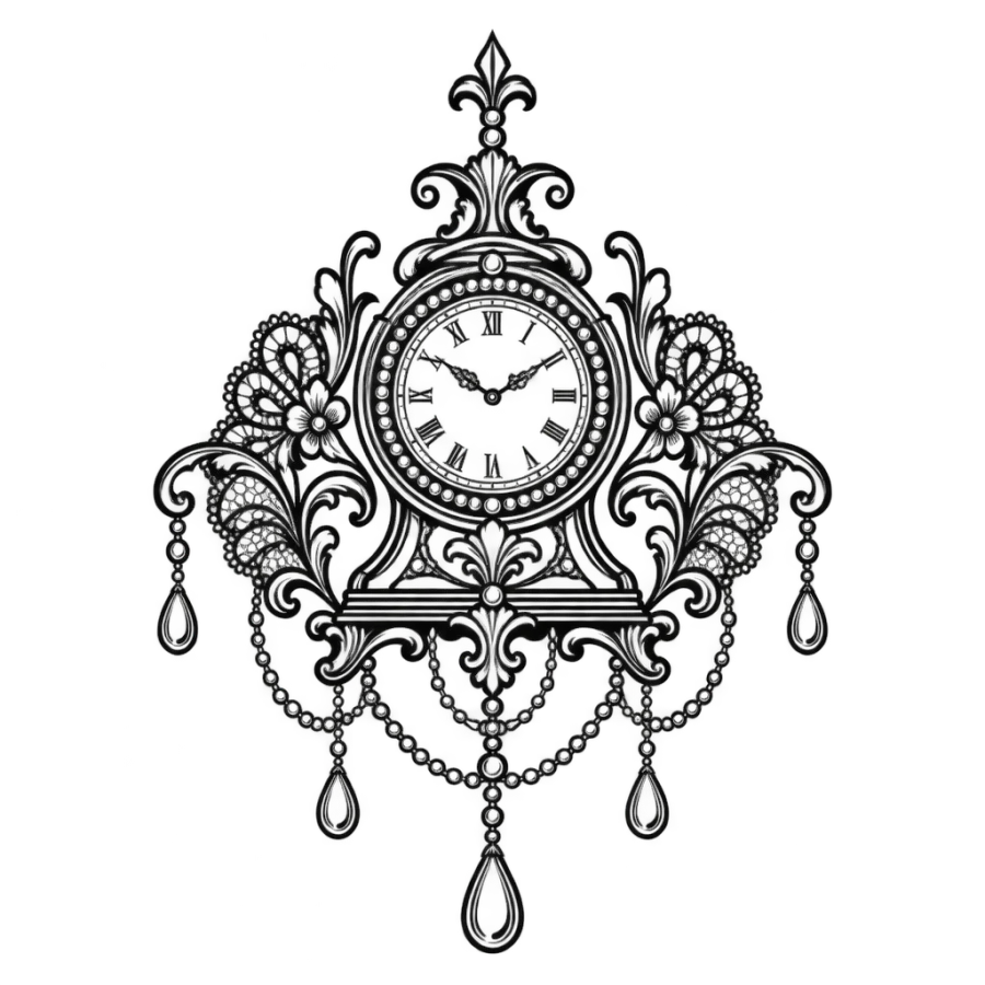 Clock tattoo design generated with AI Tattoo Lab