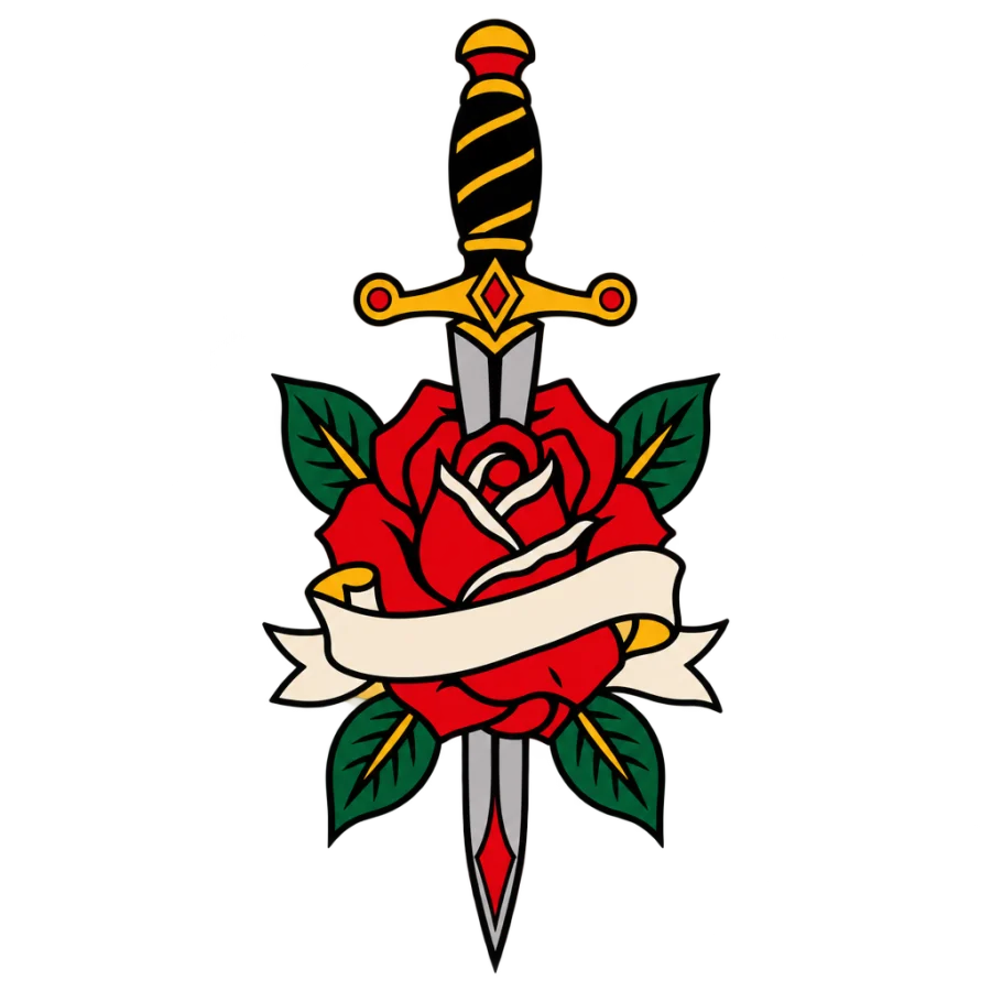 Dagger tattoo design generated with AI Tattoo Lab