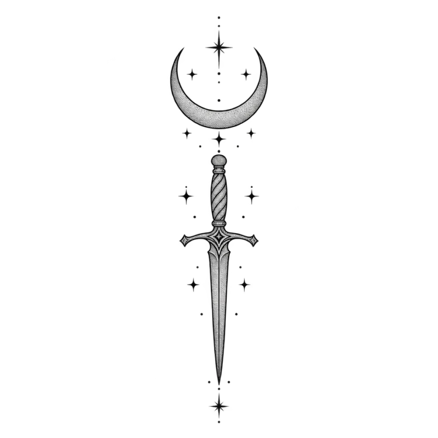 Dagger tattoo design generated with AI Tattoo Lab