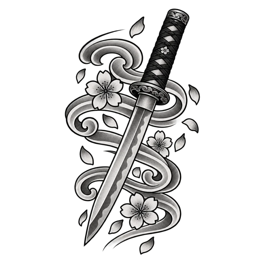 Dagger tattoo design generated with AI Tattoo Lab