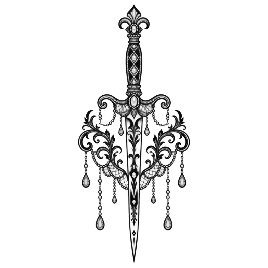 Dagger tattoo design generated with AI Tattoo Lab