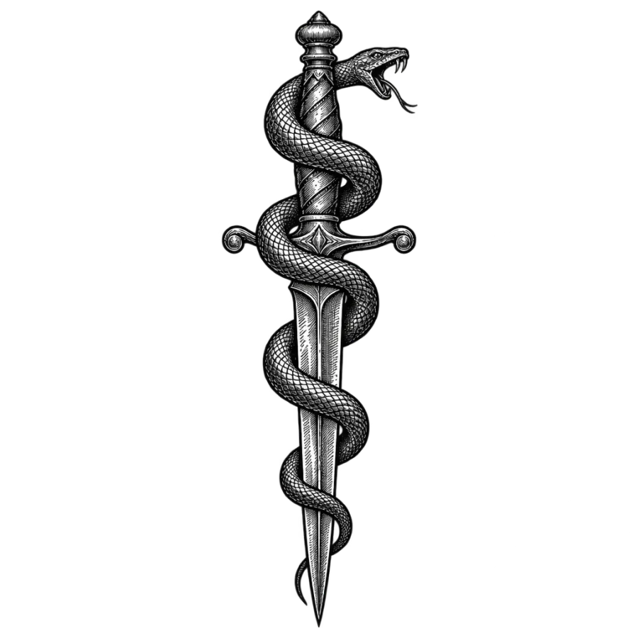 Dagger tattoo design generated with AI Tattoo Lab
