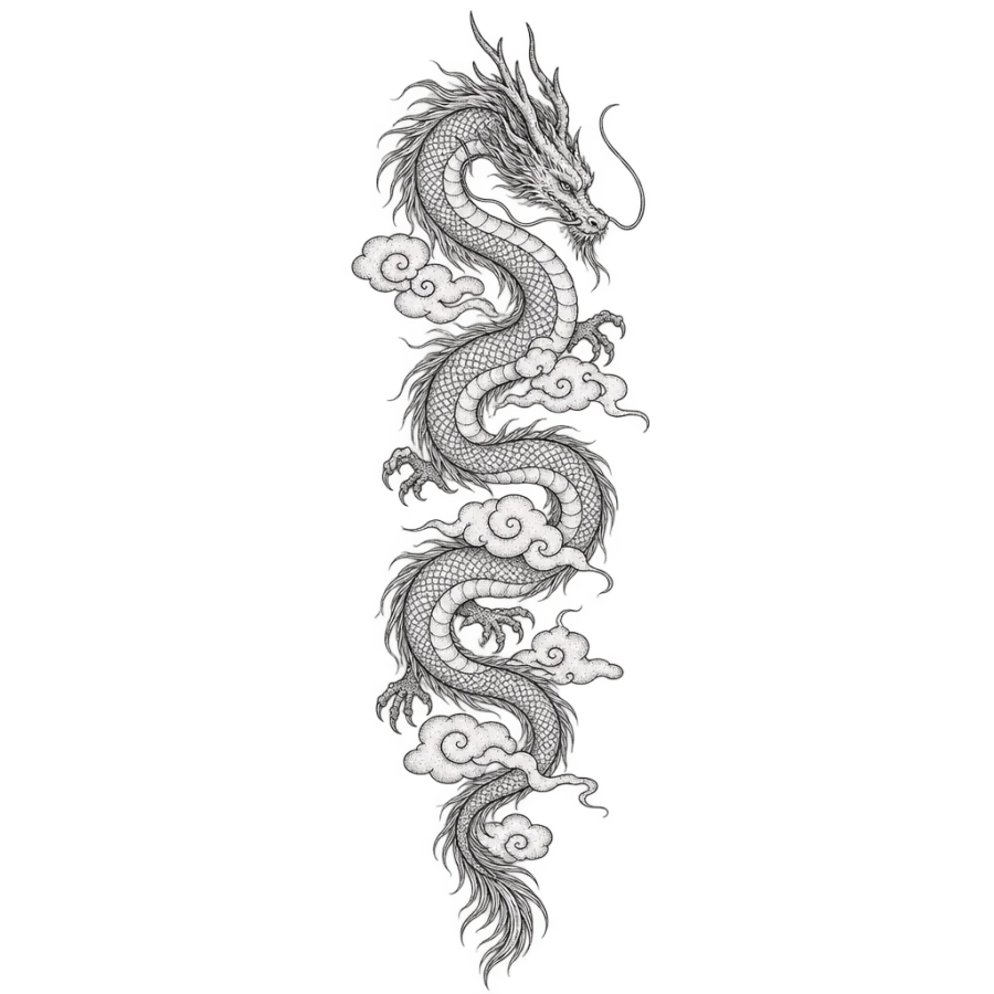 Dragon tattoo design generated with AI Tattoo Lab