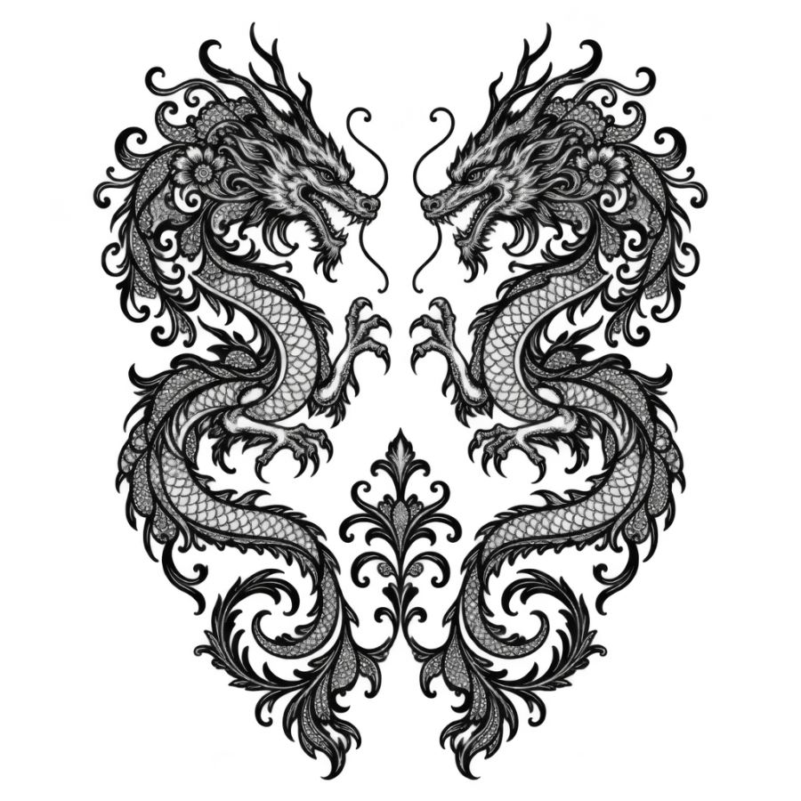 Dragon tattoo design generated with AI Tattoo Lab
