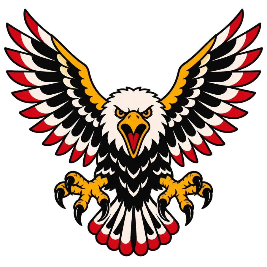 American traditional eagle tattoo design with spread wings and open talons