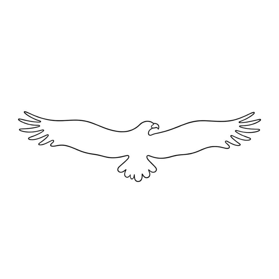 Minimalist single line eagle tattoo design gliding with level wings