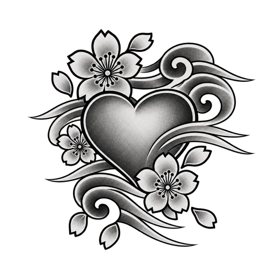 Heart tattoo design generated with AI Tattoo Lab