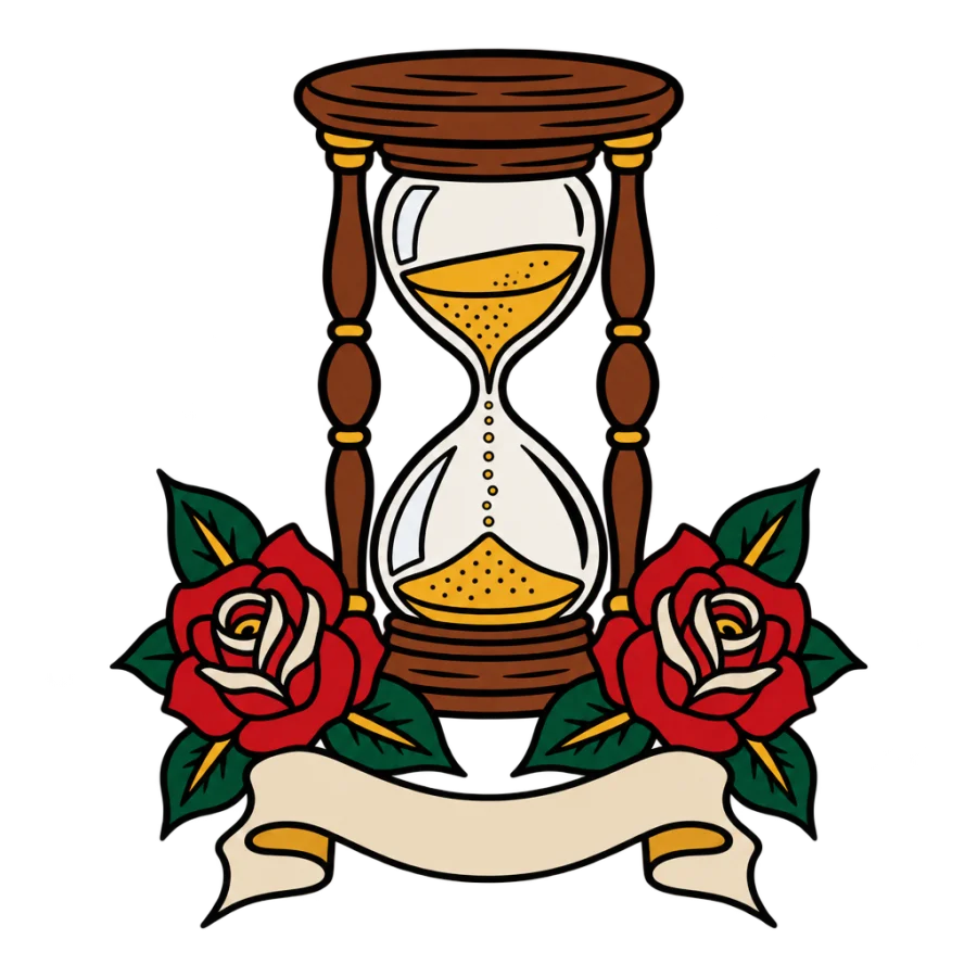 Hourglass tattoo design generated with AI Tattoo Lab