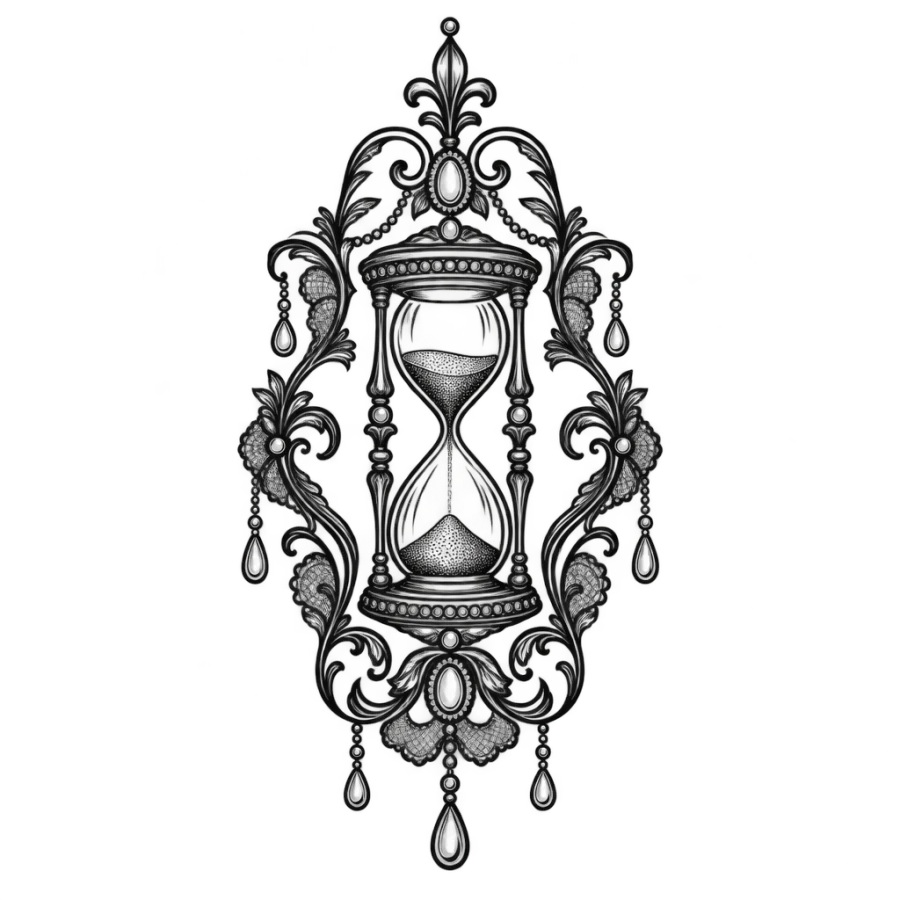 Hourglass tattoo design generated with AI Tattoo Lab