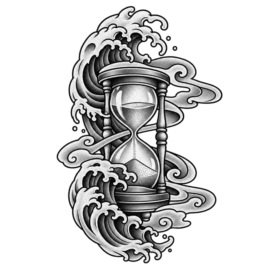Hourglass tattoo design generated with AI Tattoo Lab