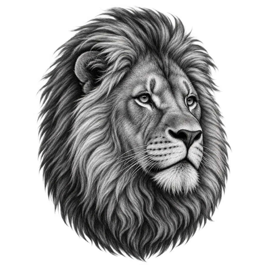 Lion tattoo design generated with AI Tattoo Lab