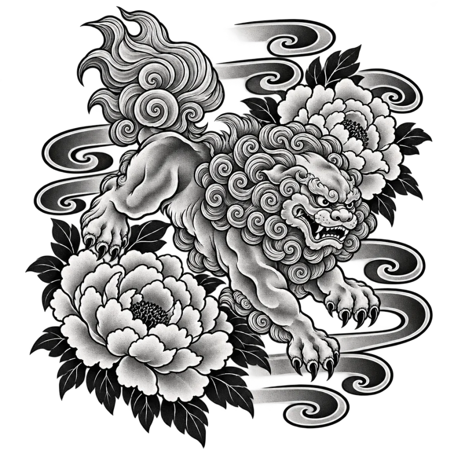 Lion tattoo design generated with AI Tattoo Lab