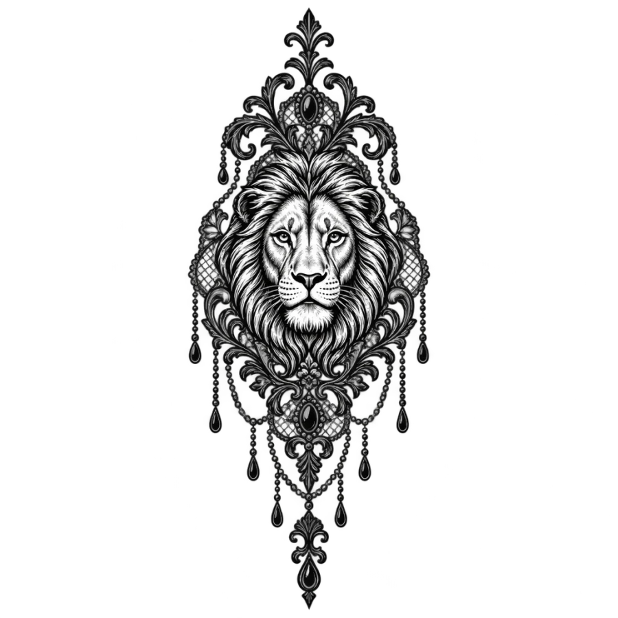 Lion tattoo design generated with AI Tattoo Lab