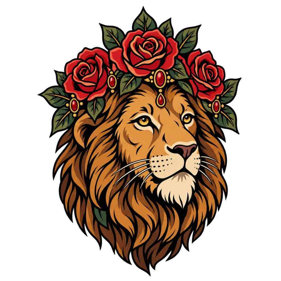 Lion tattoo design generated with AI Tattoo Lab