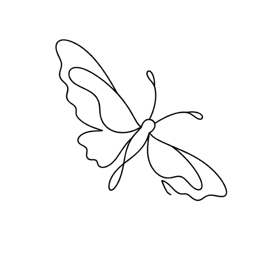 Minimalist single line moth tattoo design drawn without lifting the needle