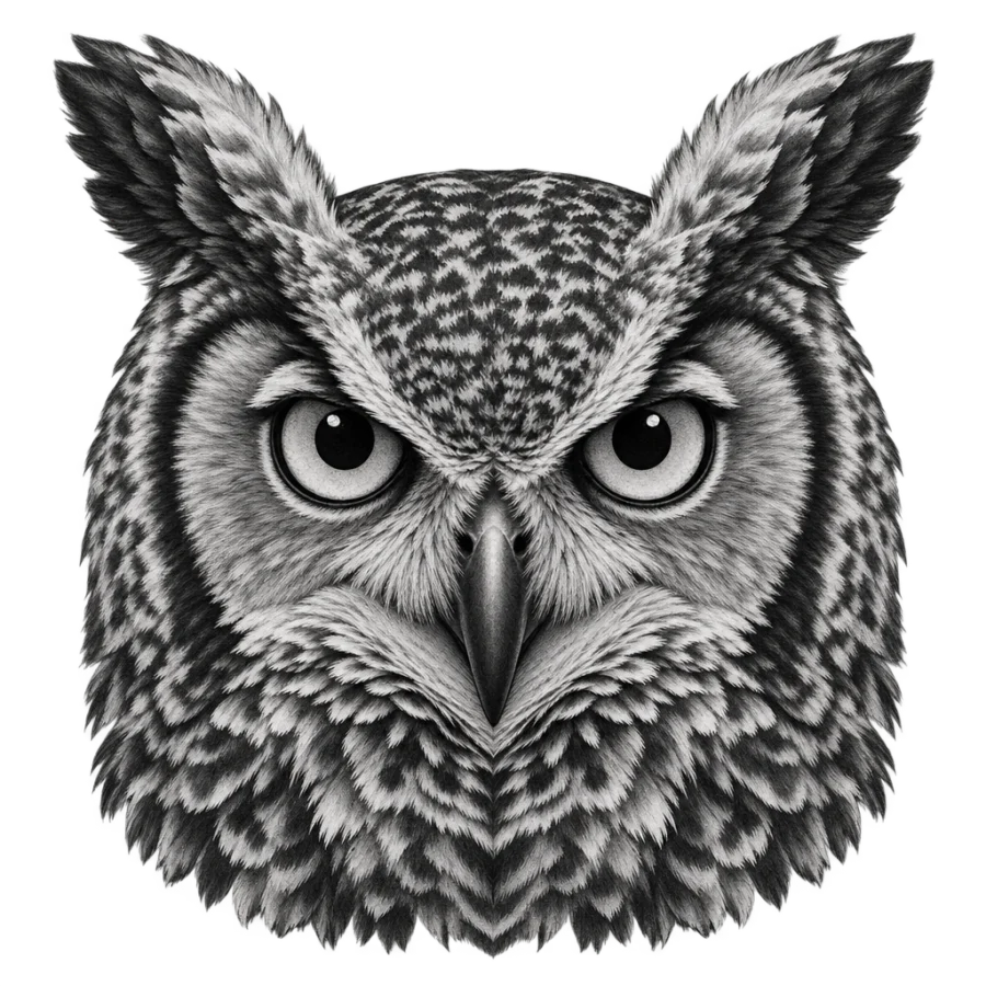Owl tattoo design generated with AI Tattoo Lab