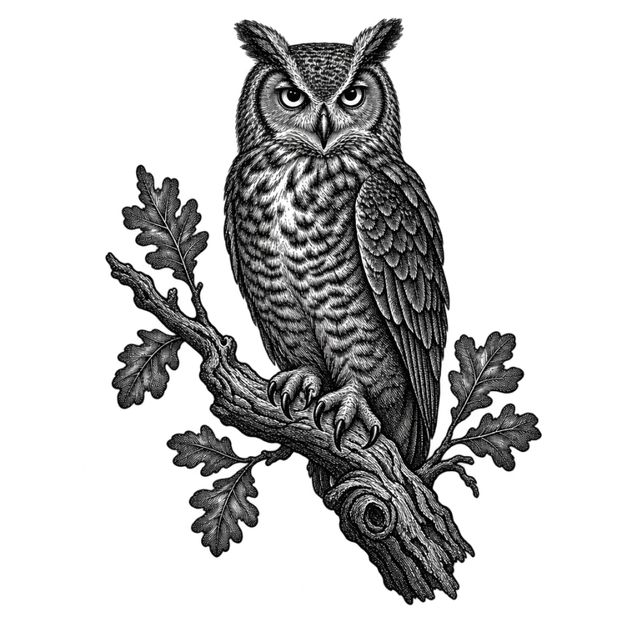 Owl tattoo design generated with AI Tattoo Lab