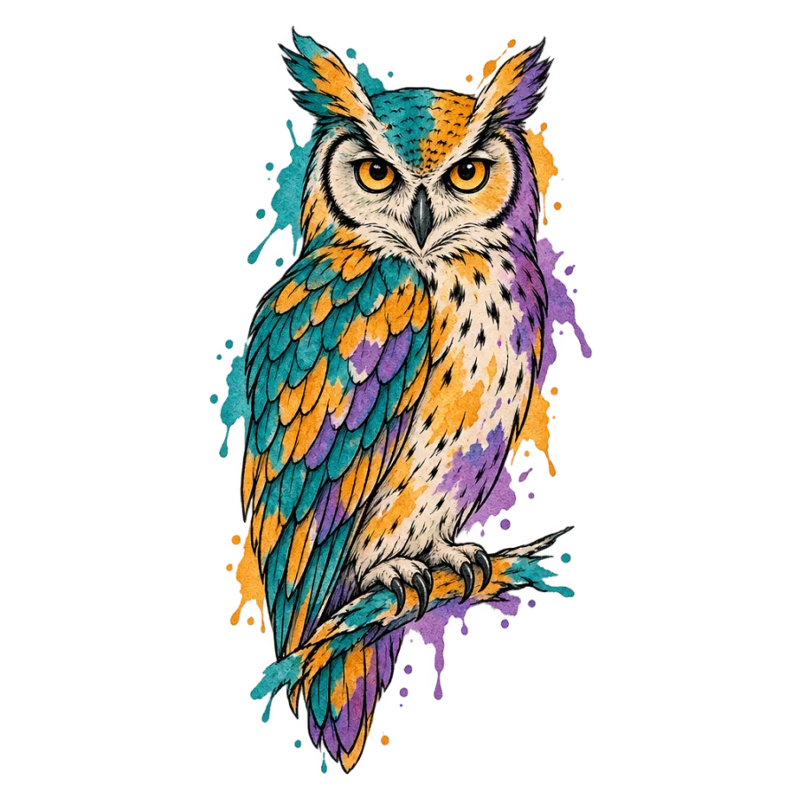 Owl tattoo design generated with AI Tattoo Lab