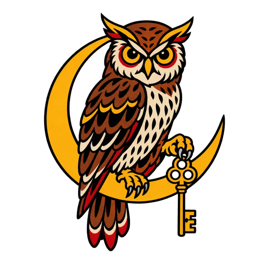 Owl tattoo design generated with AI Tattoo Lab