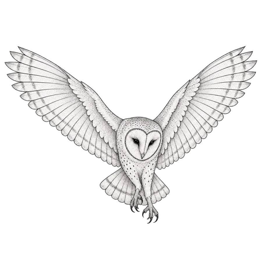 Owl tattoo design generated with AI Tattoo Lab