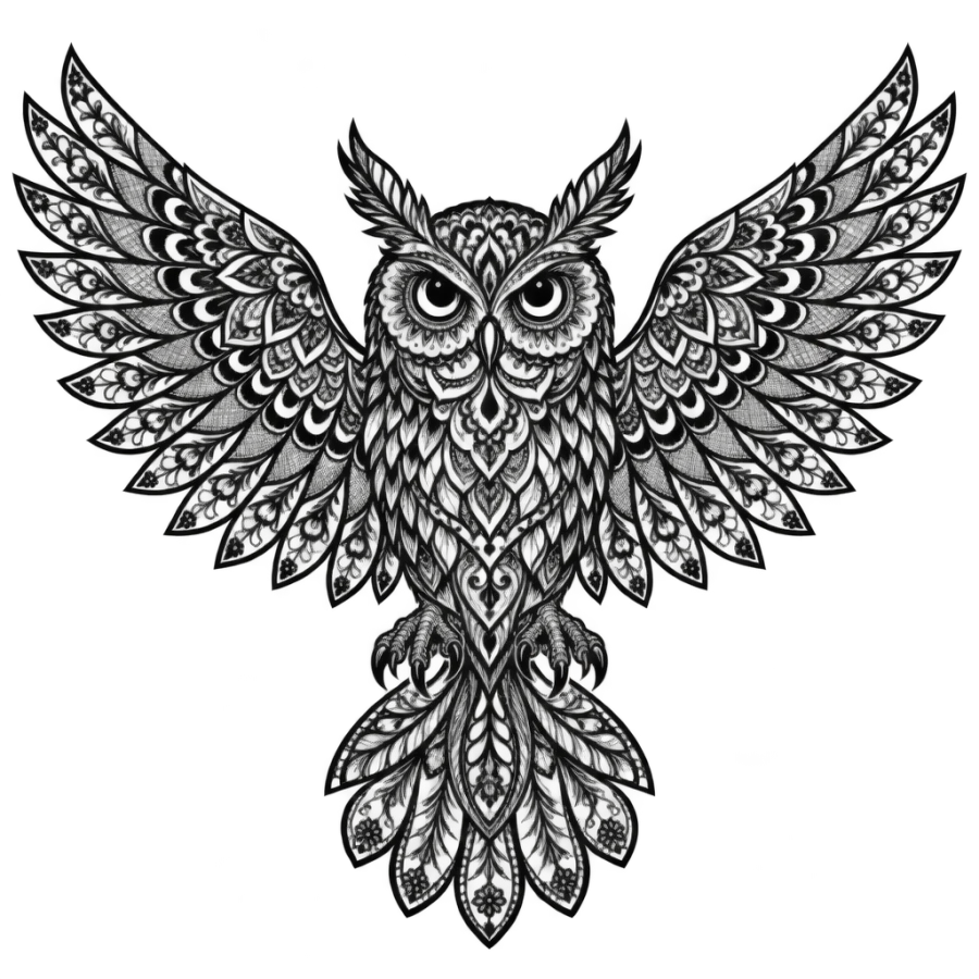 Owl tattoo design generated with AI Tattoo Lab