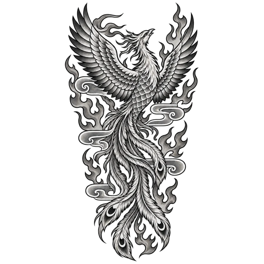 Phoenix tattoo design generated with AI Tattoo Lab