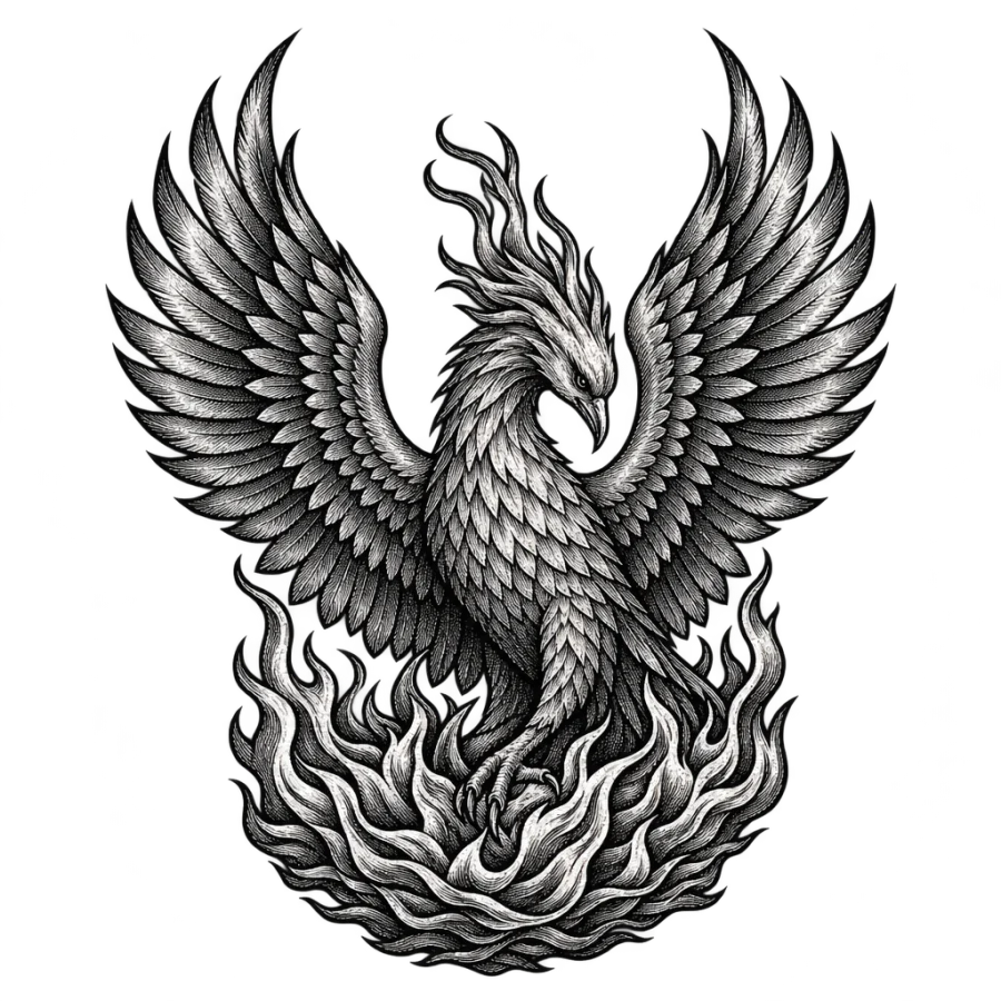 Phoenix tattoo design generated with AI Tattoo Lab